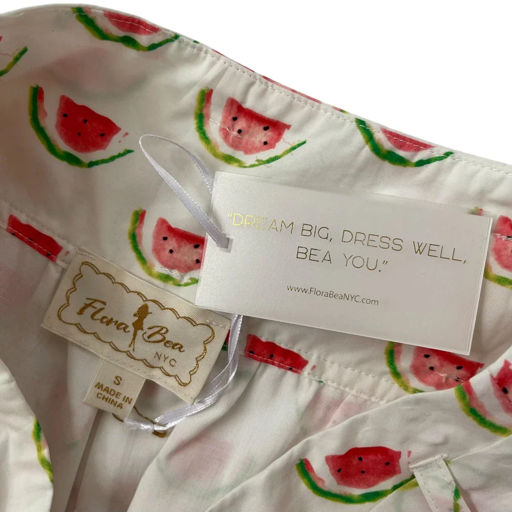 NWT Flora Bea NYC - Ambrose Watermelon Print Shorts - White Red Green - Size S